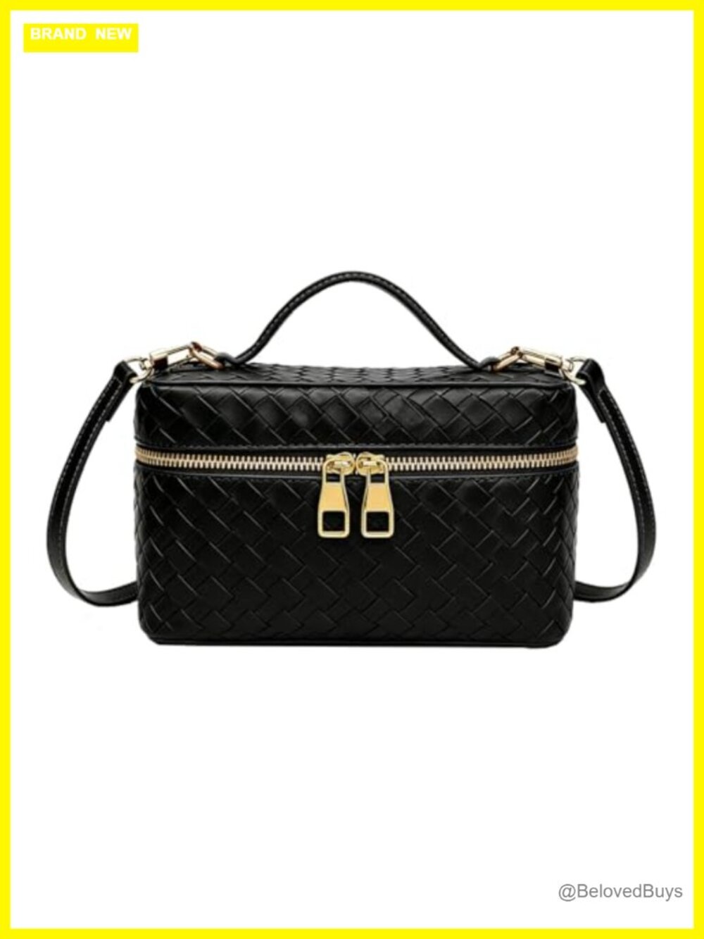 Woven Square Box Crossbody Purse Mini Satchel Faux Leather